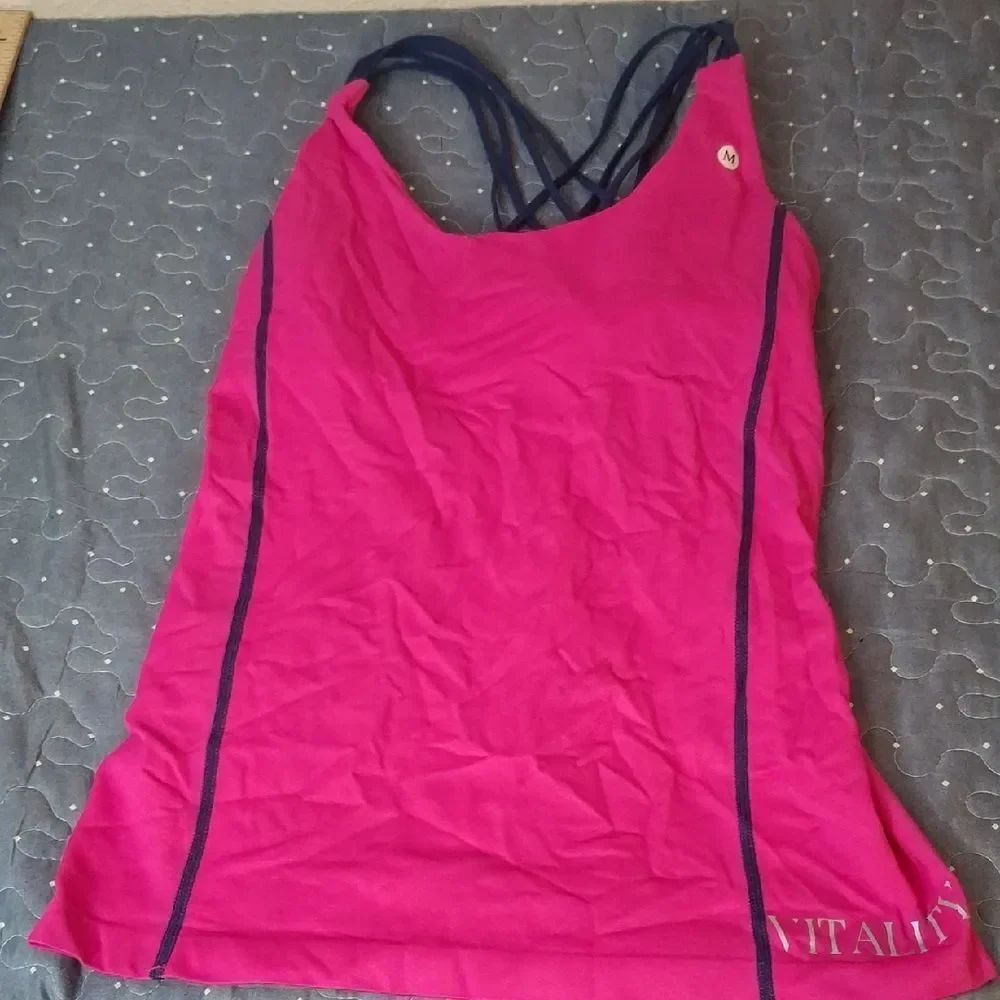 Yelete Fuchsia Tank Top with Navy Straps size S/M